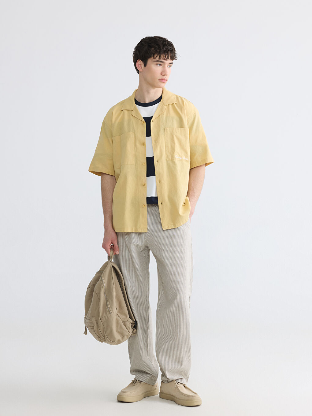 Regular Fit Embroidered Linen Blend Men's Shirt-2