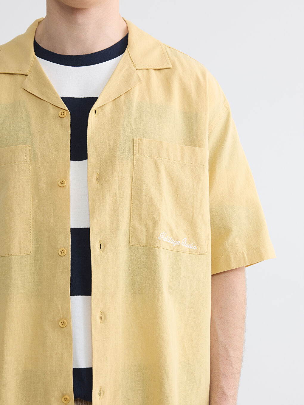 Regular Fit Embroidered Linen Blend Men's Shirt-3