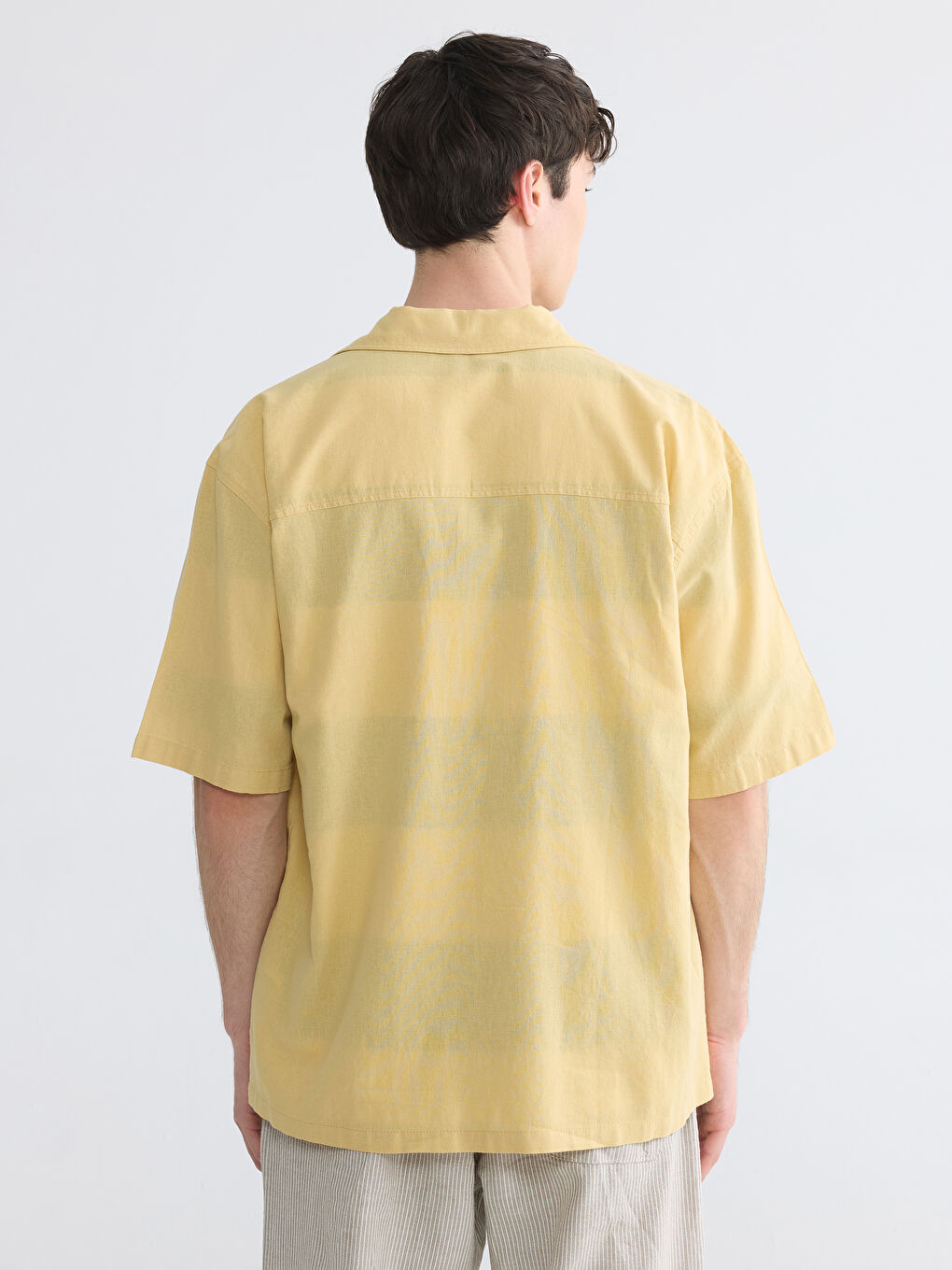 Regular Fit Embroidered Linen Blend Men's Shirt-4