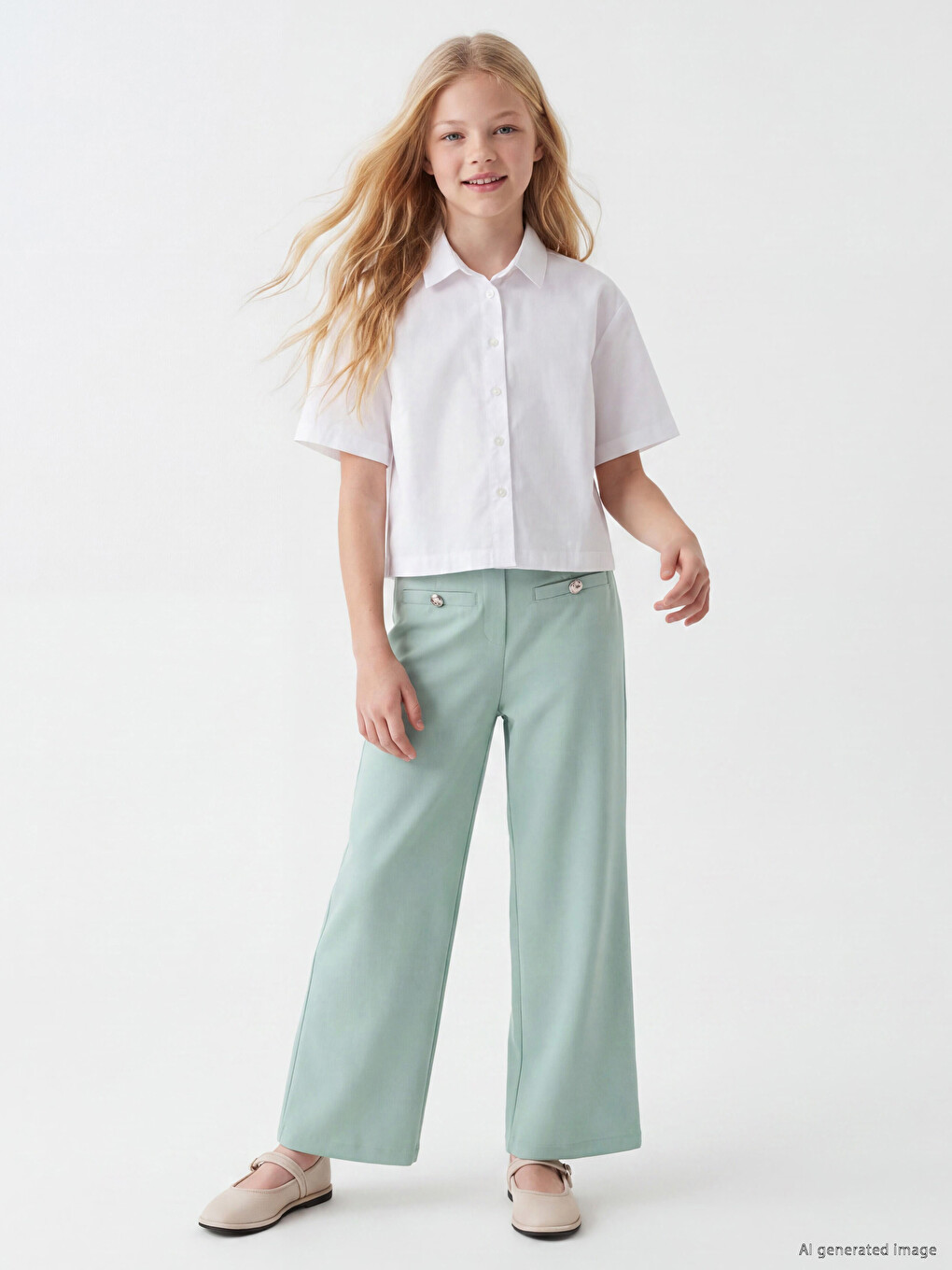 Pantalon Ample Pour Filles Avec Taille Élastiquée