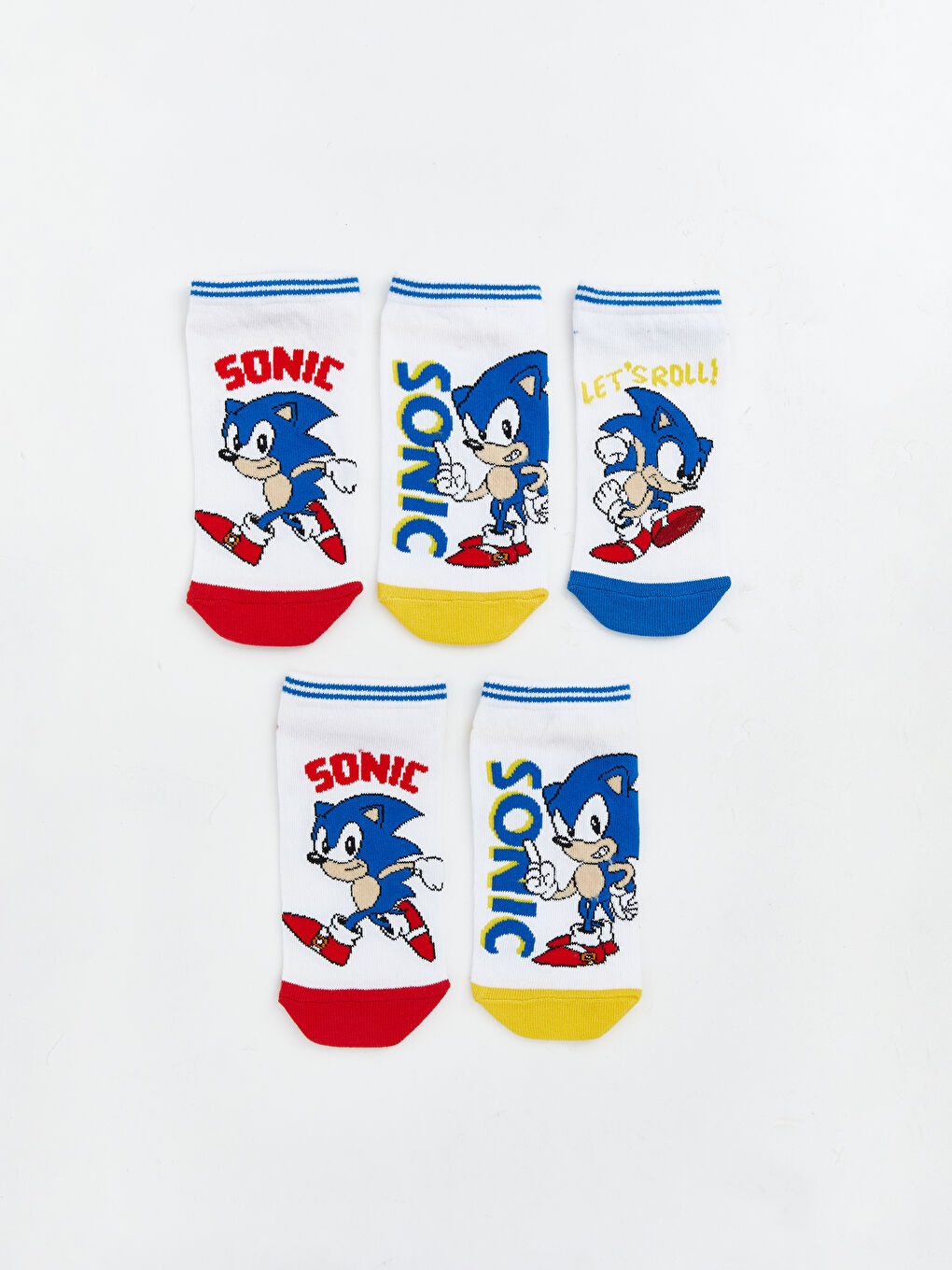 Karışık Sonic Desenli Erkek Çocuk Patik Çorap 5'li