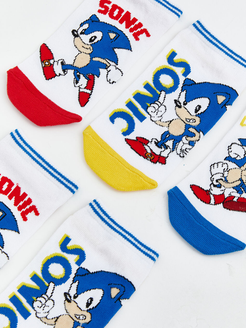 Karışık Sonic Desenli Erkek Çocuk Patik Çorap 5'li-1