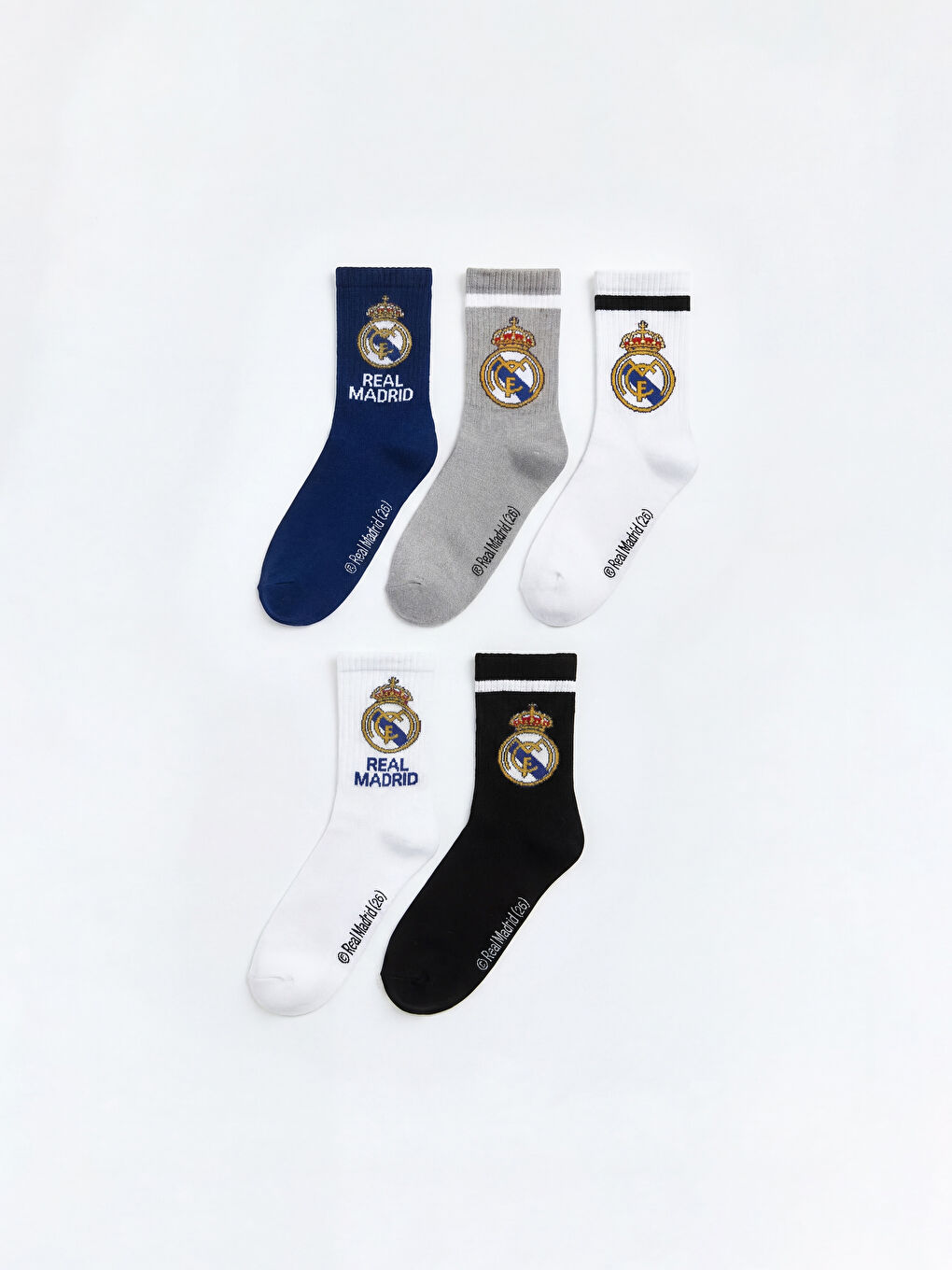 Karışık Real Madrid Baskılı Erkek Çocuk Soket Çorap 5'li