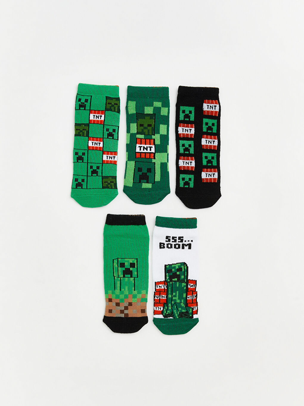 Karışık Minecraft Baskılı Erkek Çocuk Patik Çorap 5'li