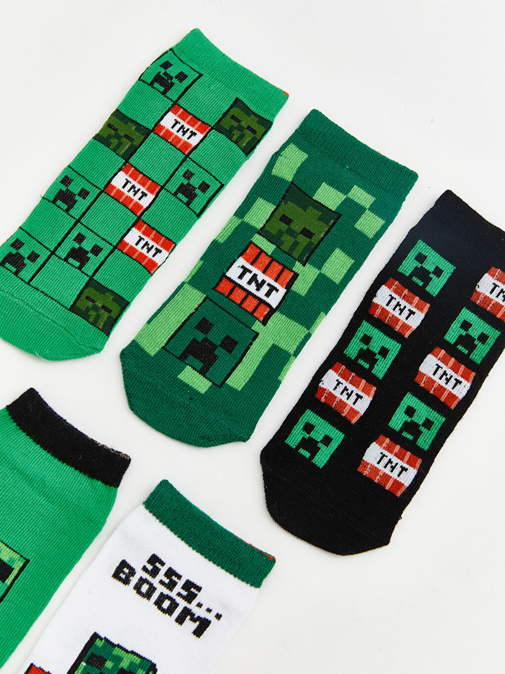 Karışık Minecraft Baskılı Erkek Çocuk Patik Çorap 5'li-1