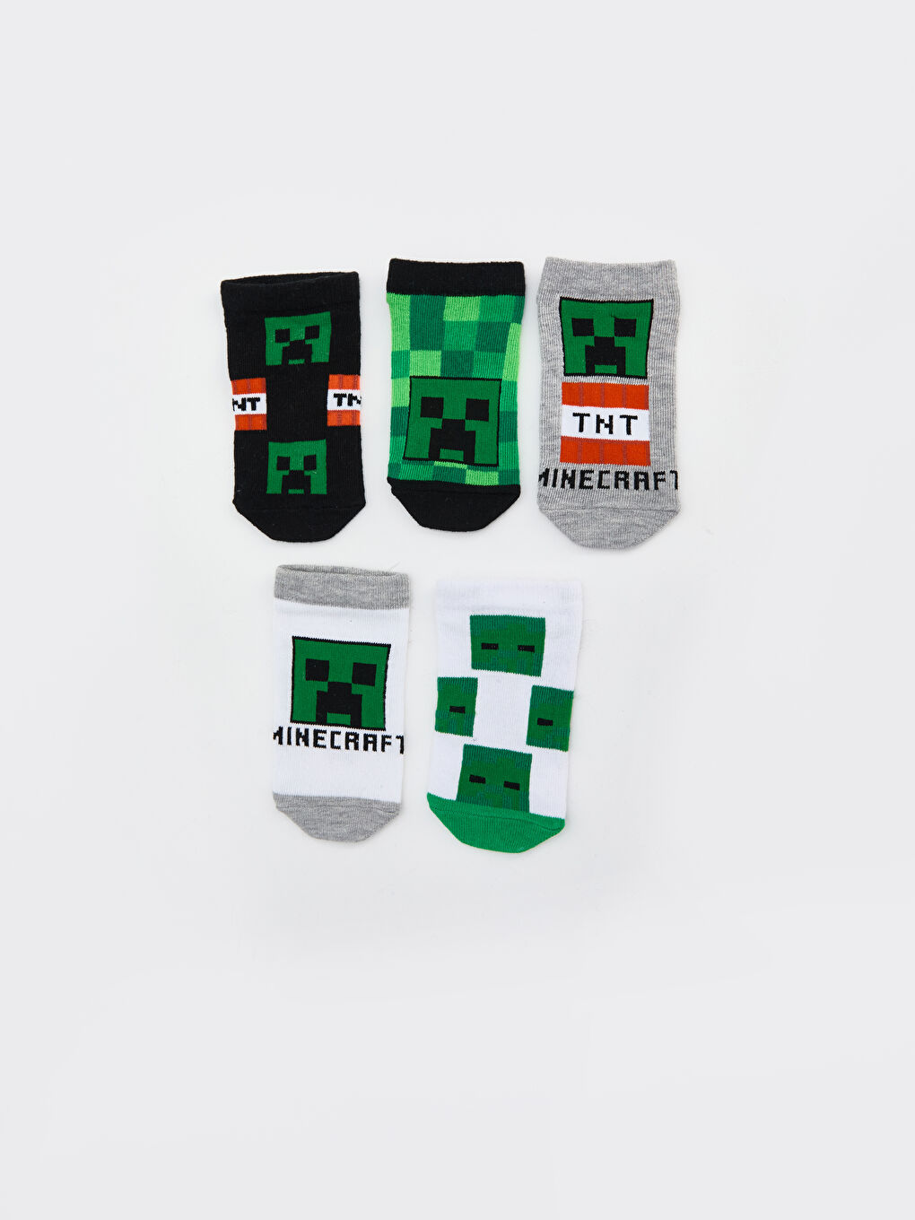 Karışık Minecraft Desenli Erkek Çocuk Patik Çorap 5'li