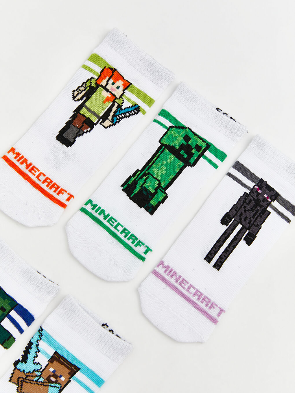 Karışık Minecraft Baskılı Erkek Çocuk Patik Çorap 5'li-1