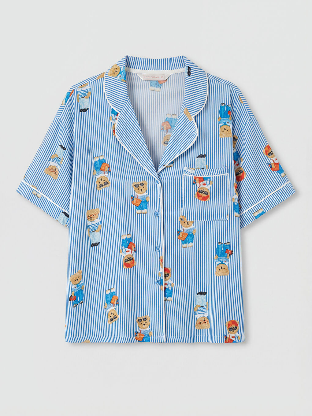 Ekru Ayı Teddy Baskılı Kadın Pijama Takım-1