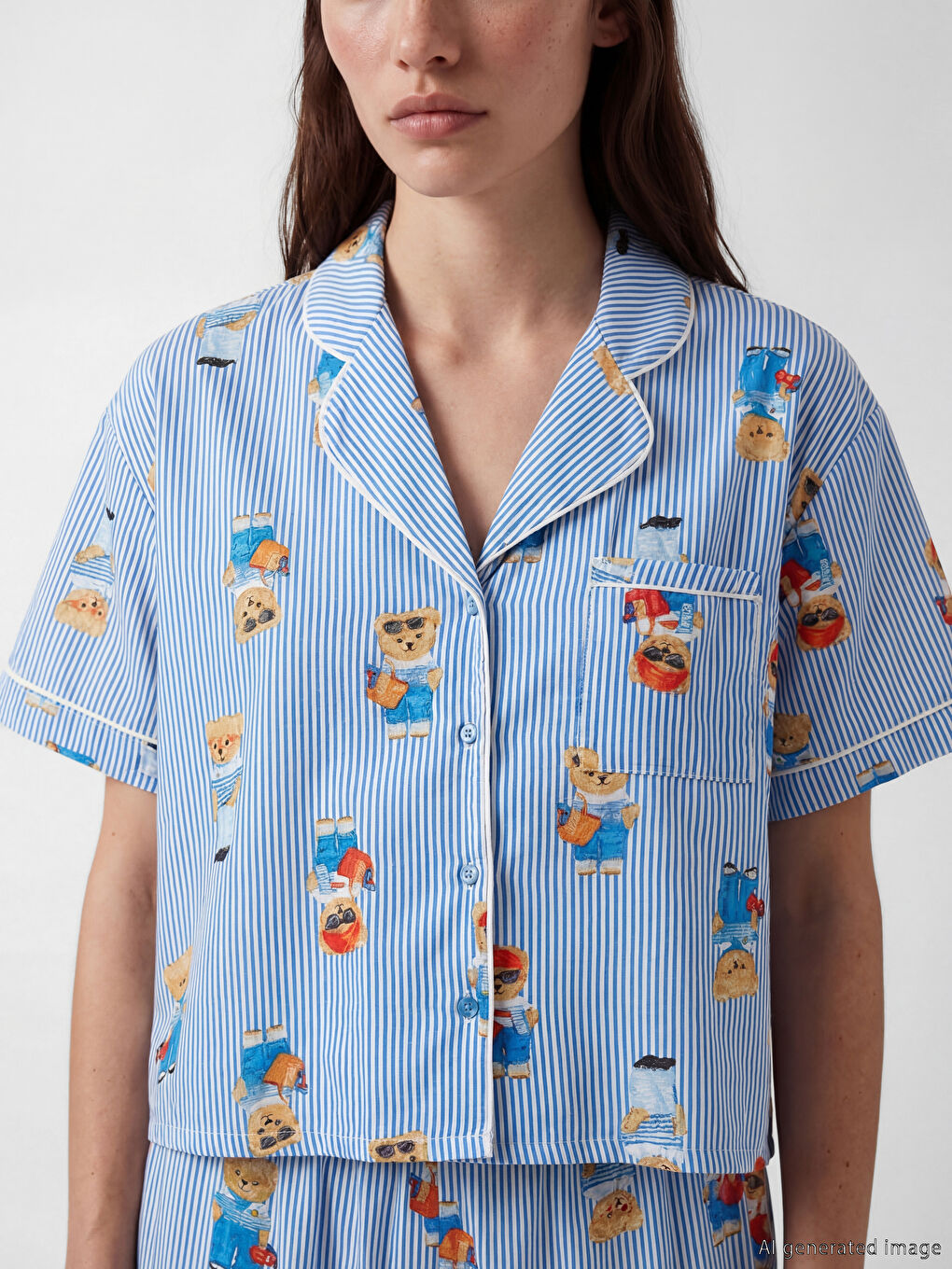 Ženski pidžama komplet sa štampanim medom-2