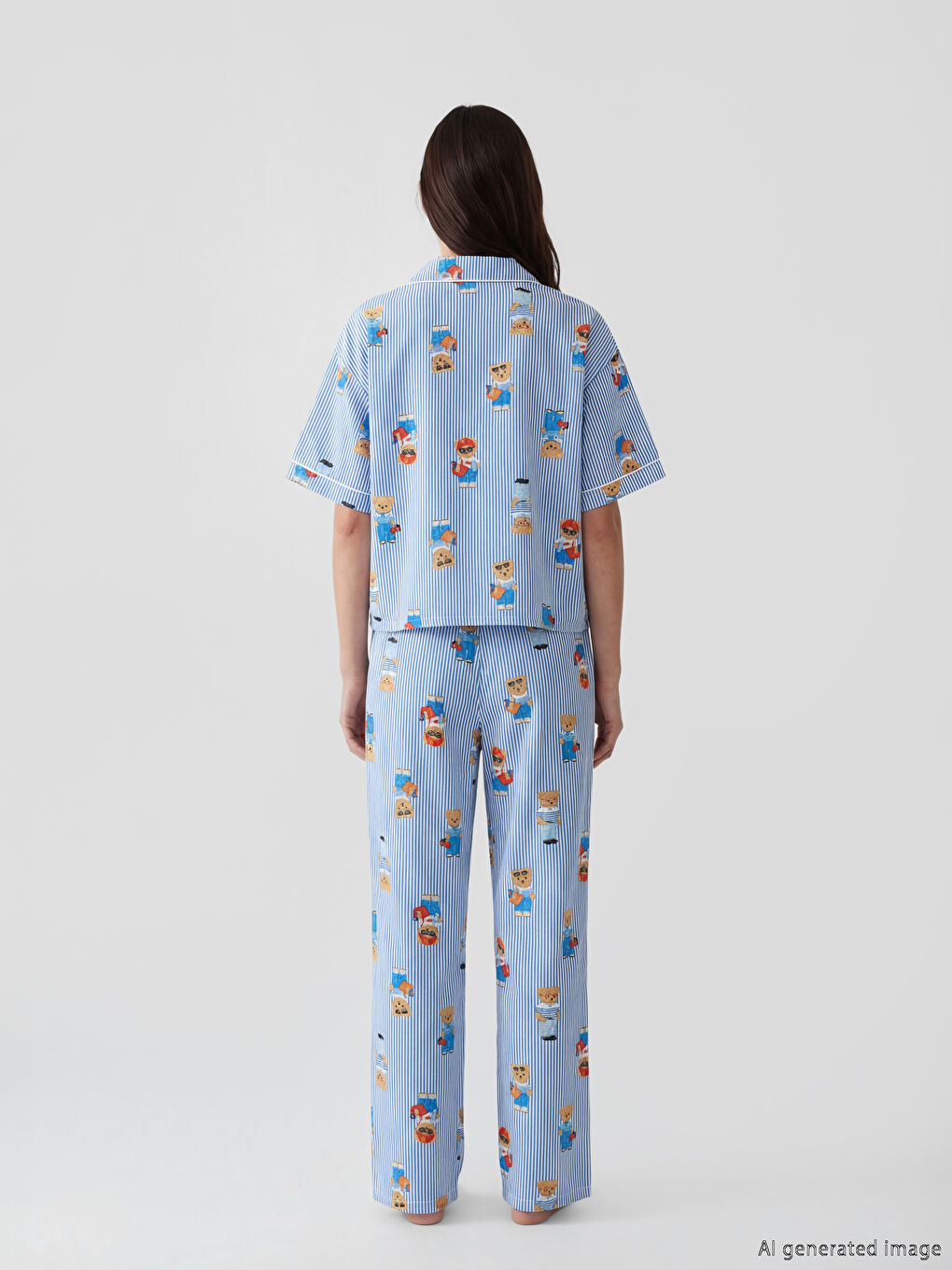 Ženski pidžama komplet sa štampanim medom-3