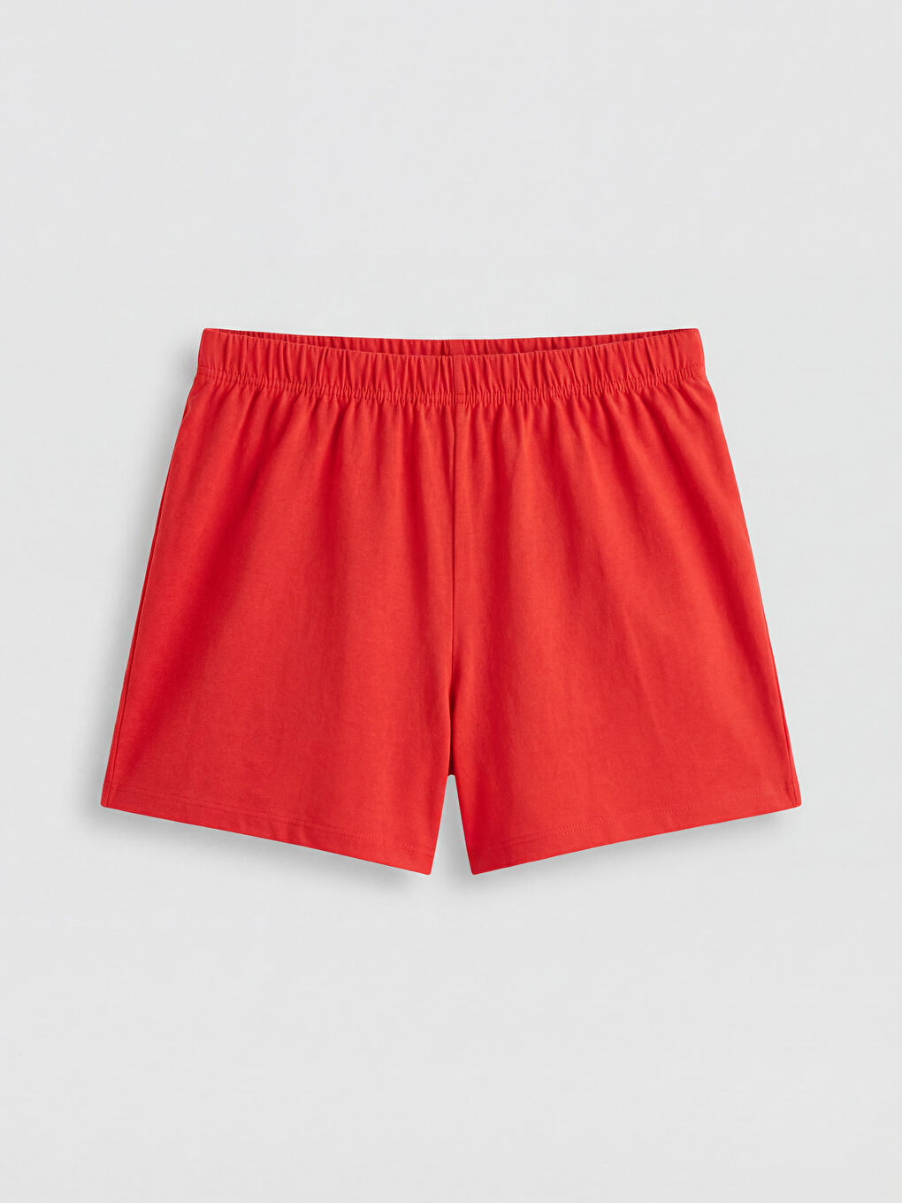 Kırmızı Beli Lastikli Kadın Şort Pijama Altı