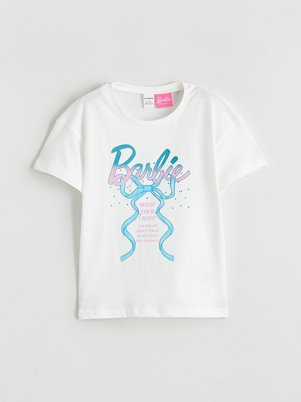 Crew Neck Barbie Printed Girls' T-Shirt