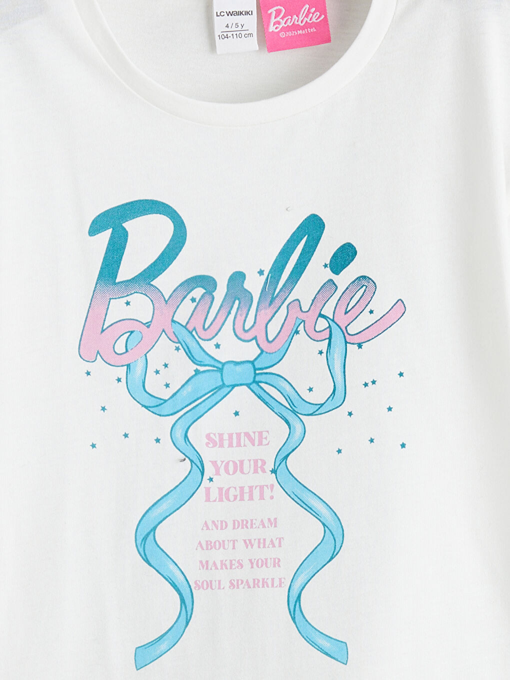 Crew Neck Barbie Printed Girls' T-Shirt-1