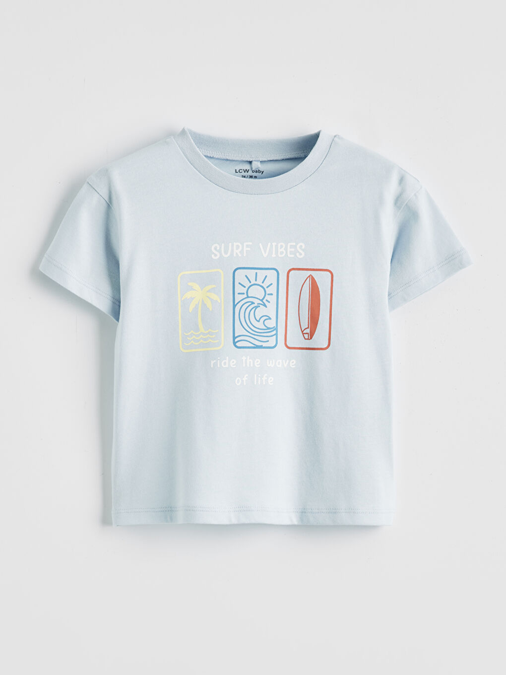 Mavi Bisiklet Yaka Baskılı Erkek Bebek Tişört