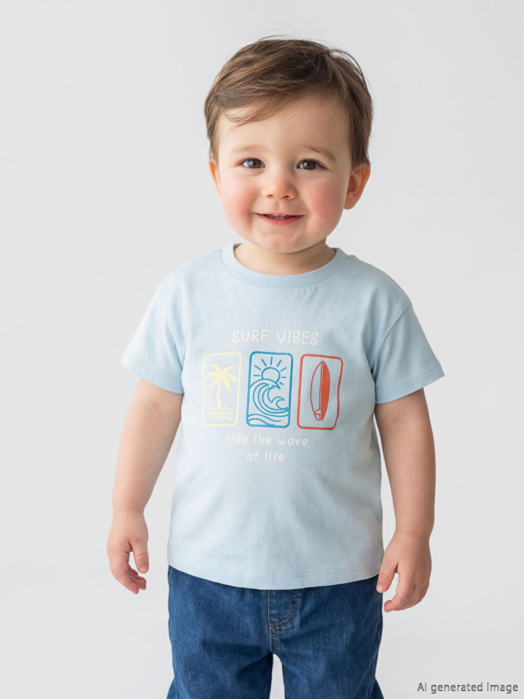 Crew Neck Printed Baby Boys' T-Shirt-1
