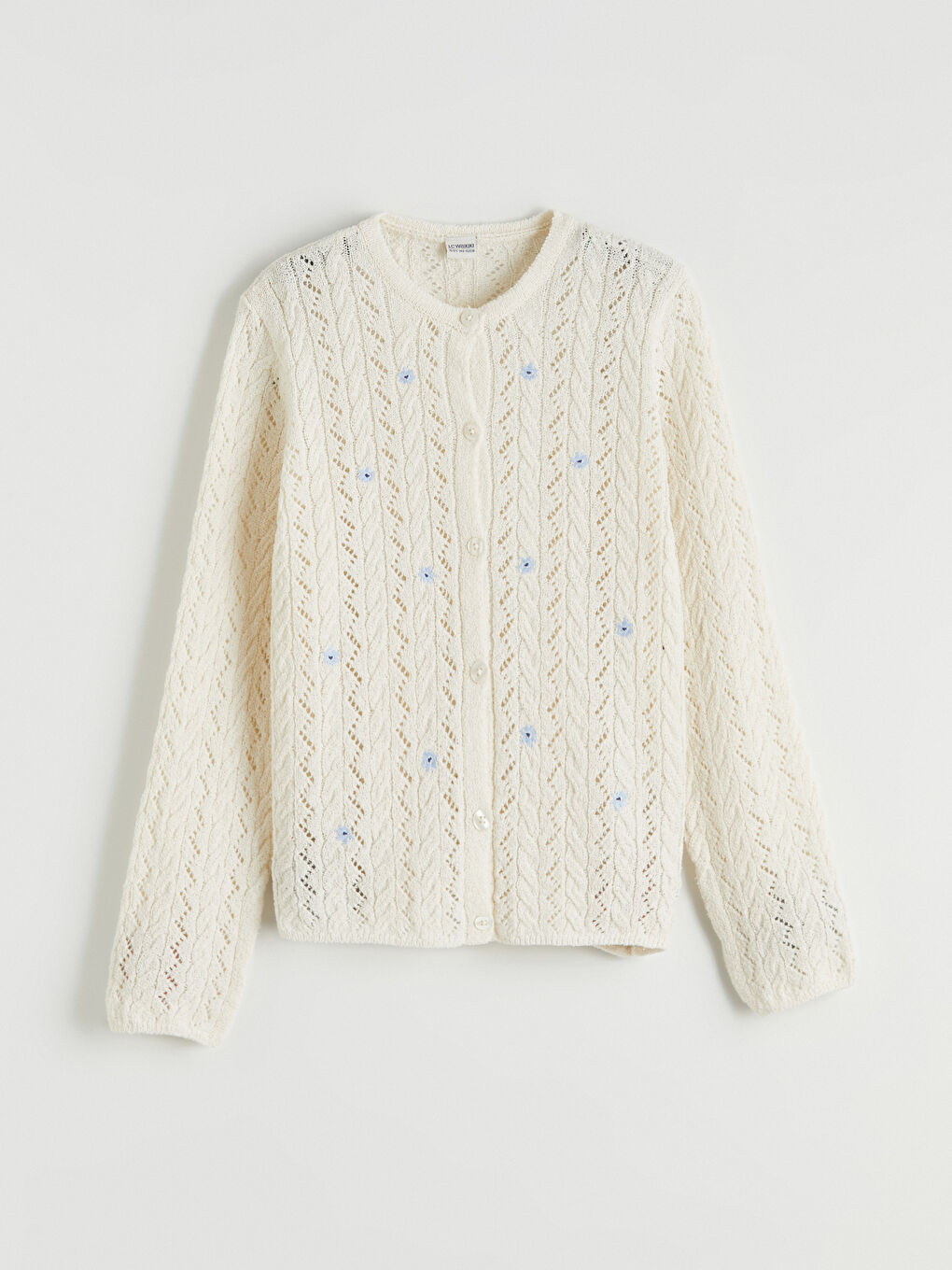 Cardigan Tricot Brodé Fille Col Rond