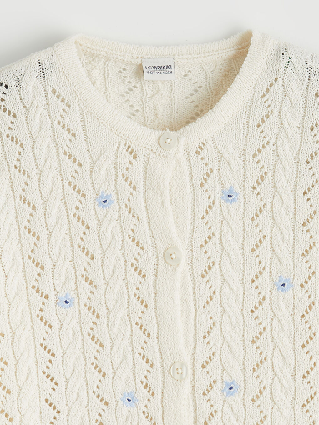 Cardigan Tricot Brodé Fille Col Rond-1