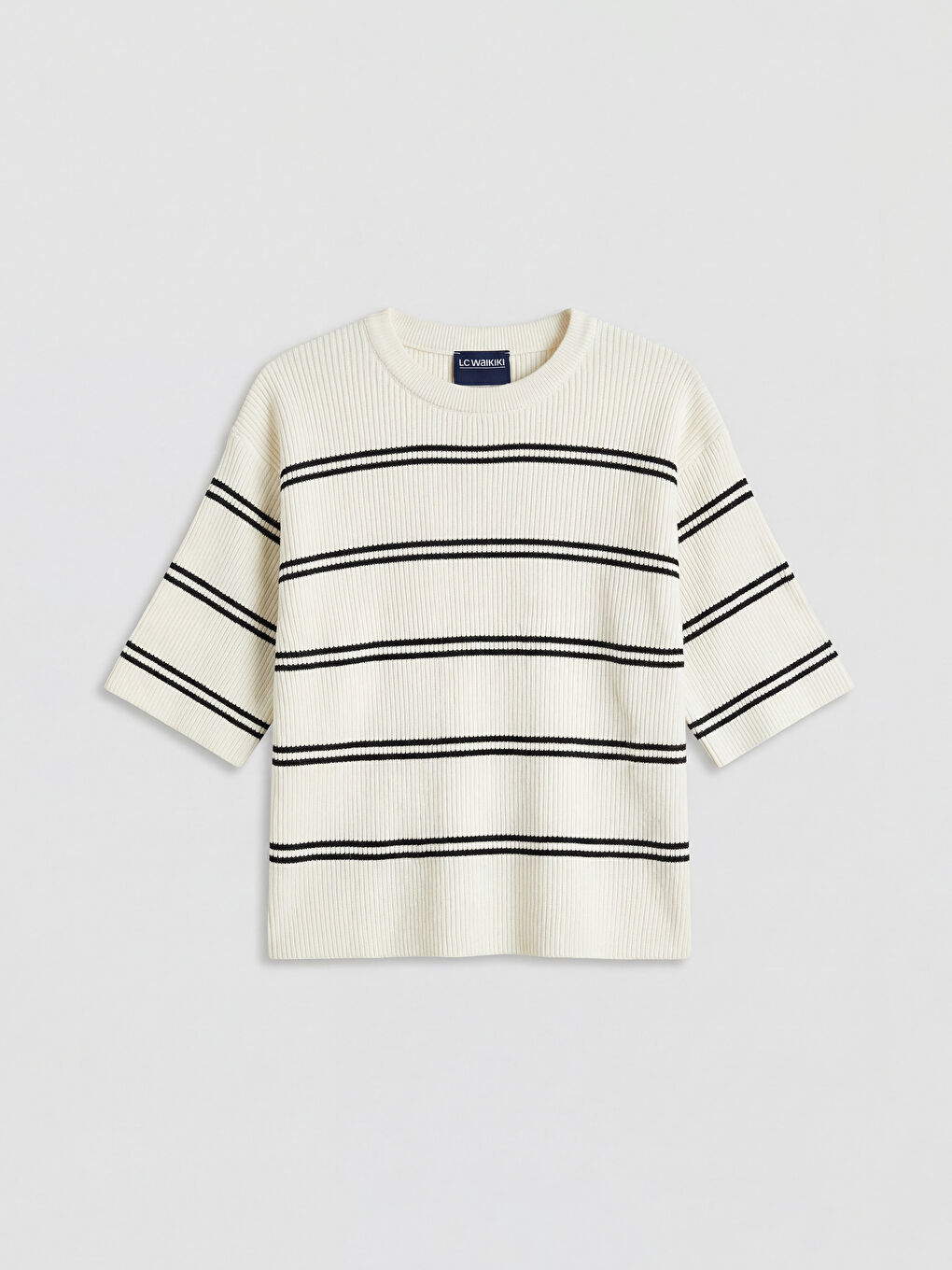 Ekru Bisiklet Yaka Kız Çocuk Triko Kazak