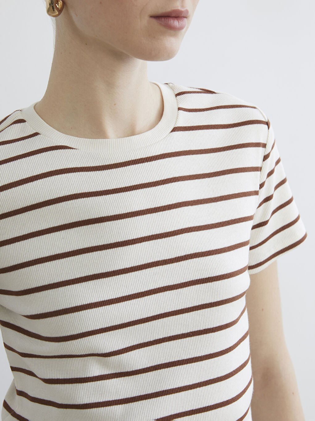 Women's Striped Crew Neck T-Shirt-2