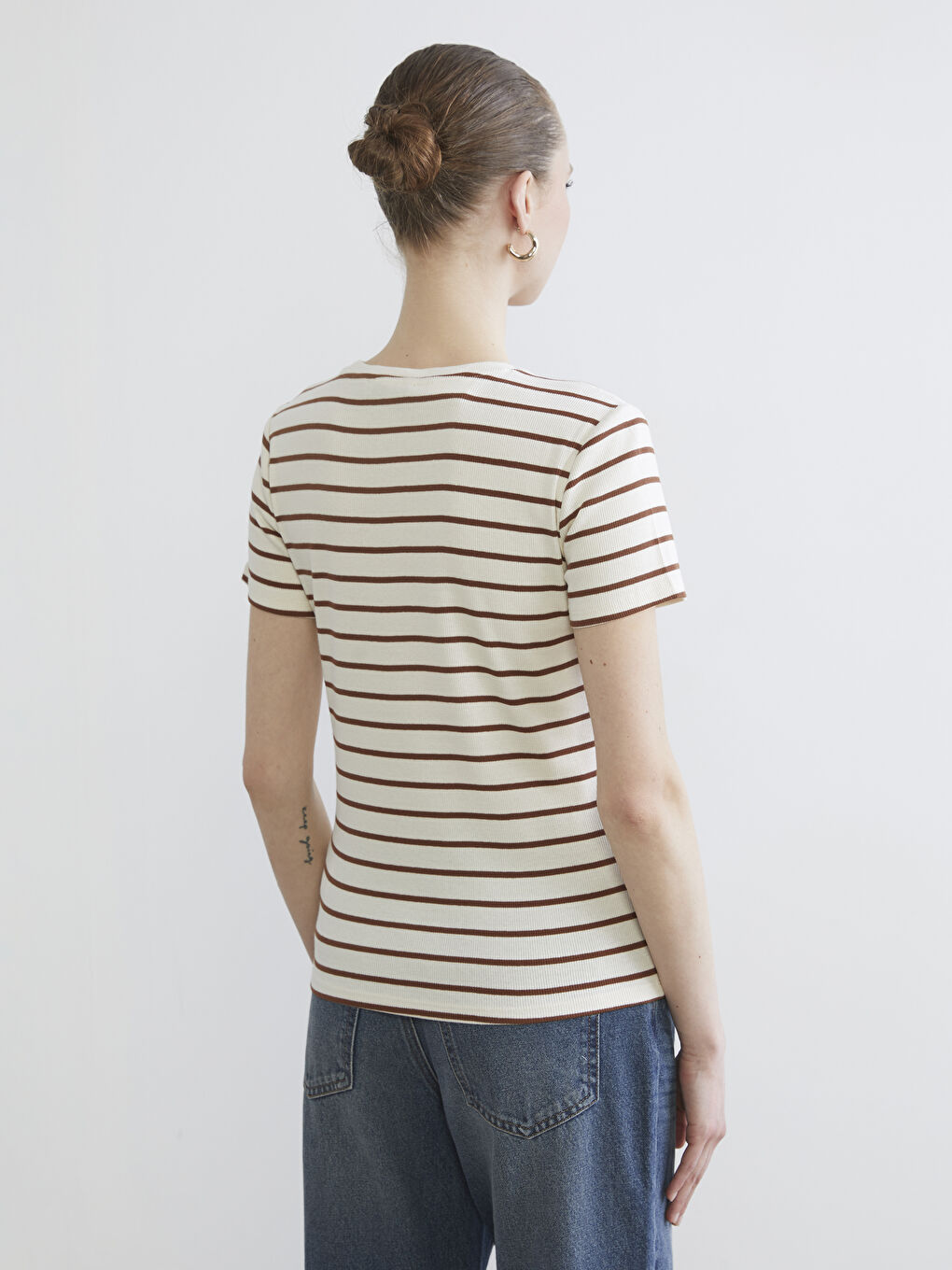 Women's Striped Crew Neck T-Shirt-3