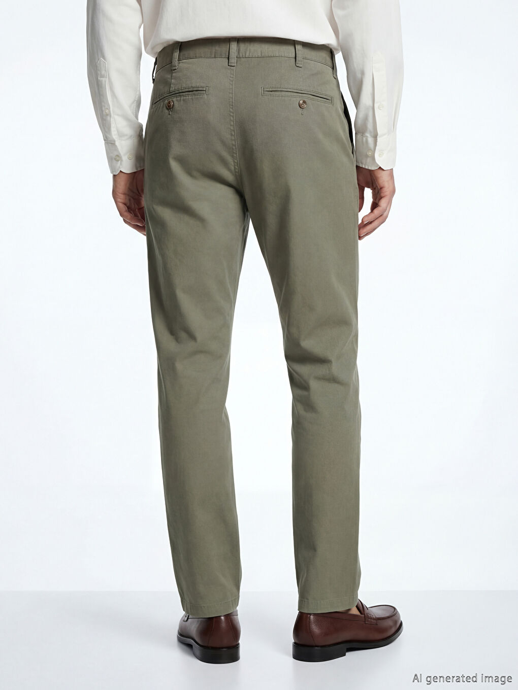 Haki Rahat Kalıp Geniş Paça Erkek Chino Pantolon-2