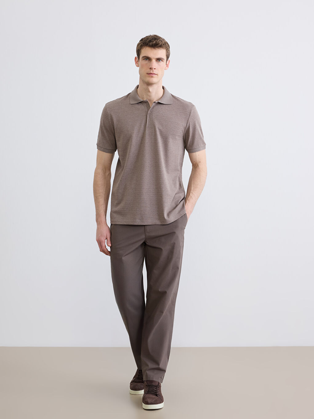 Kahverengi Rahat Kalıp Erkek Chino Pantolon