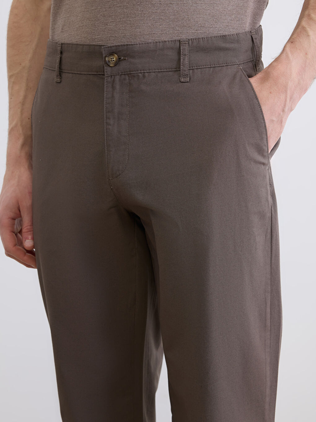 Kahverengi Rahat Kalıp Erkek Chino Pantolon-2