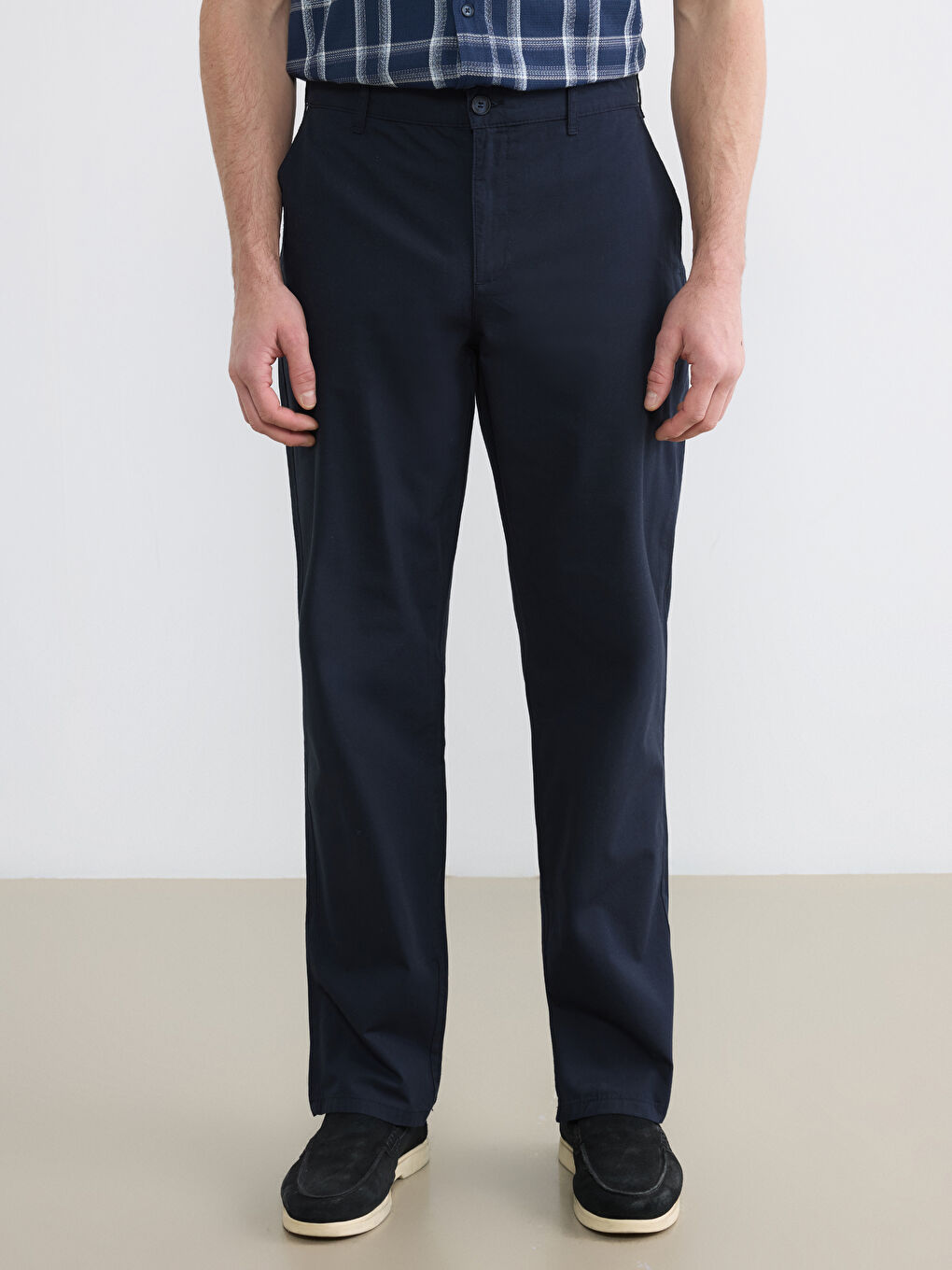 Lacivert Loose Fit Erkek Chino Pantolon-1