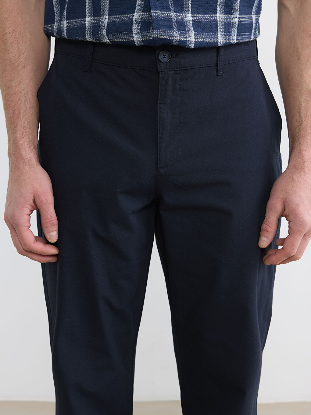 Lacivert Loose Fit Erkek Chino Pantolon-2