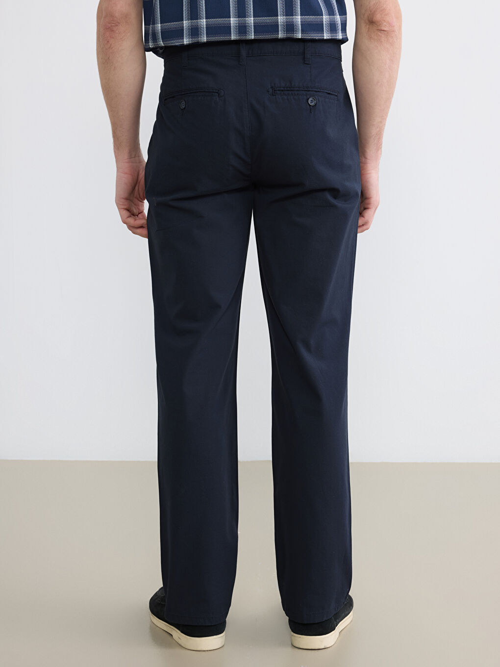 Lacivert Loose Fit Erkek Chino Pantolon-3