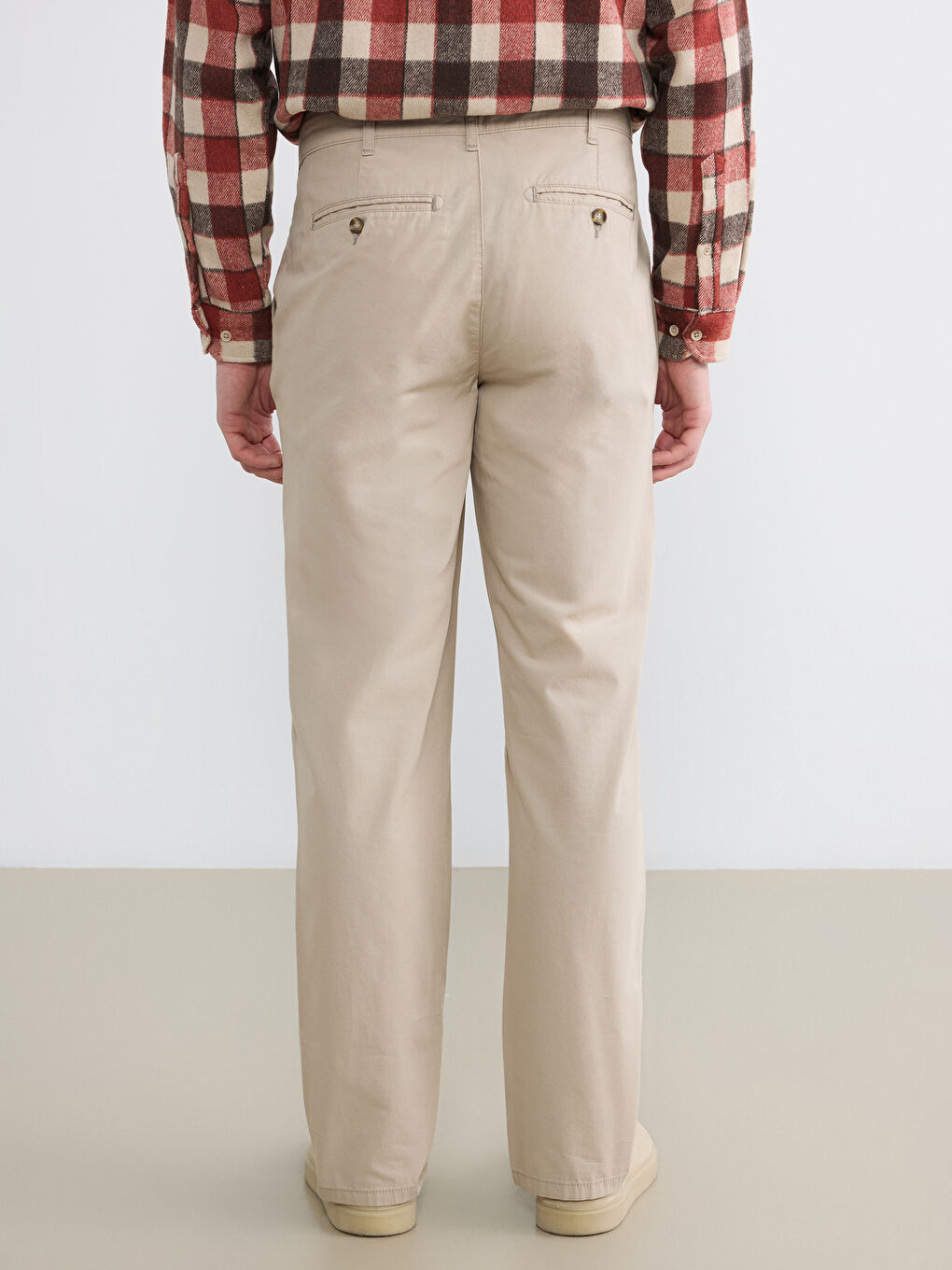 Bej Loose Fit Erkek Chino Pantolon-2