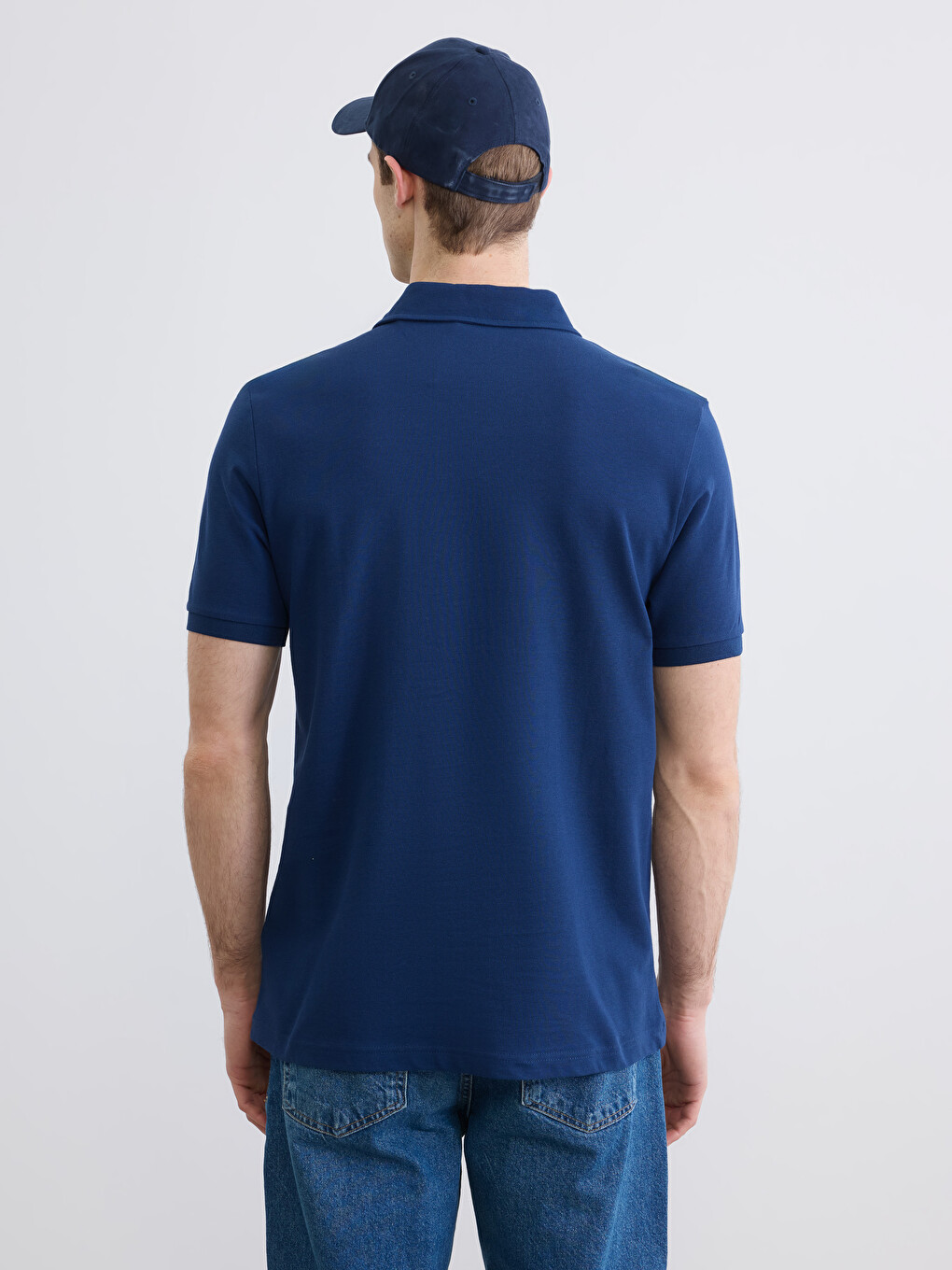 Lacivert Polo Yaka Pike Erkek Tişört-3