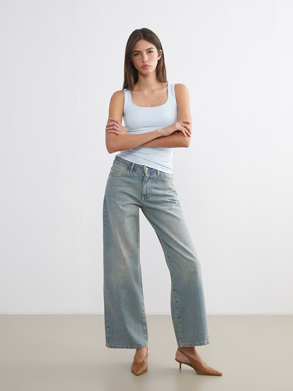 Женщины Голубой Майка-1