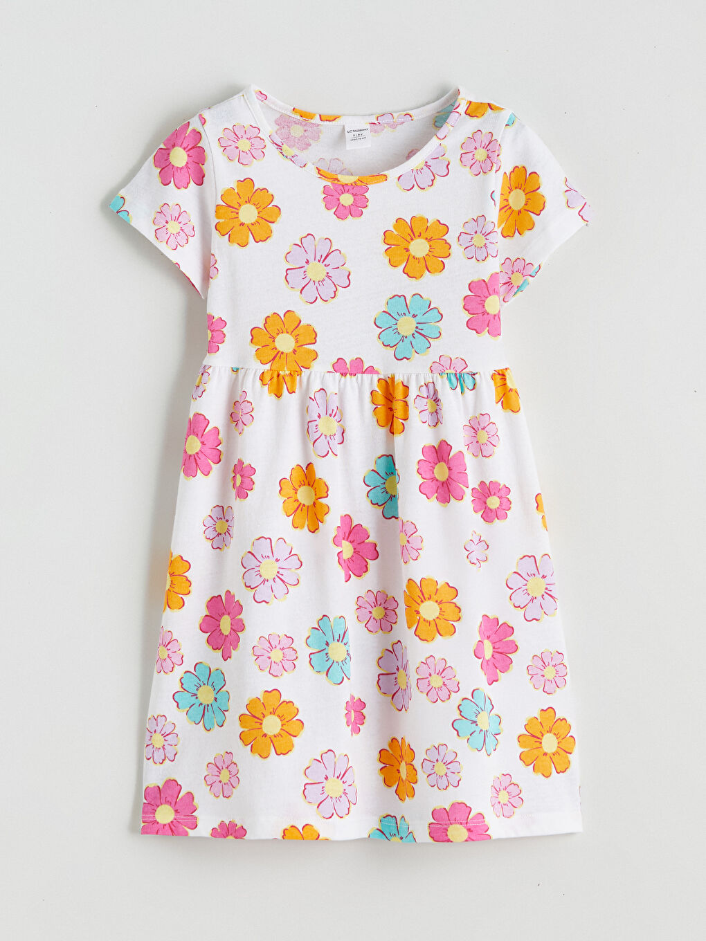 მრგვალი საყელო ყვავილოვანი გოგონების კაბა