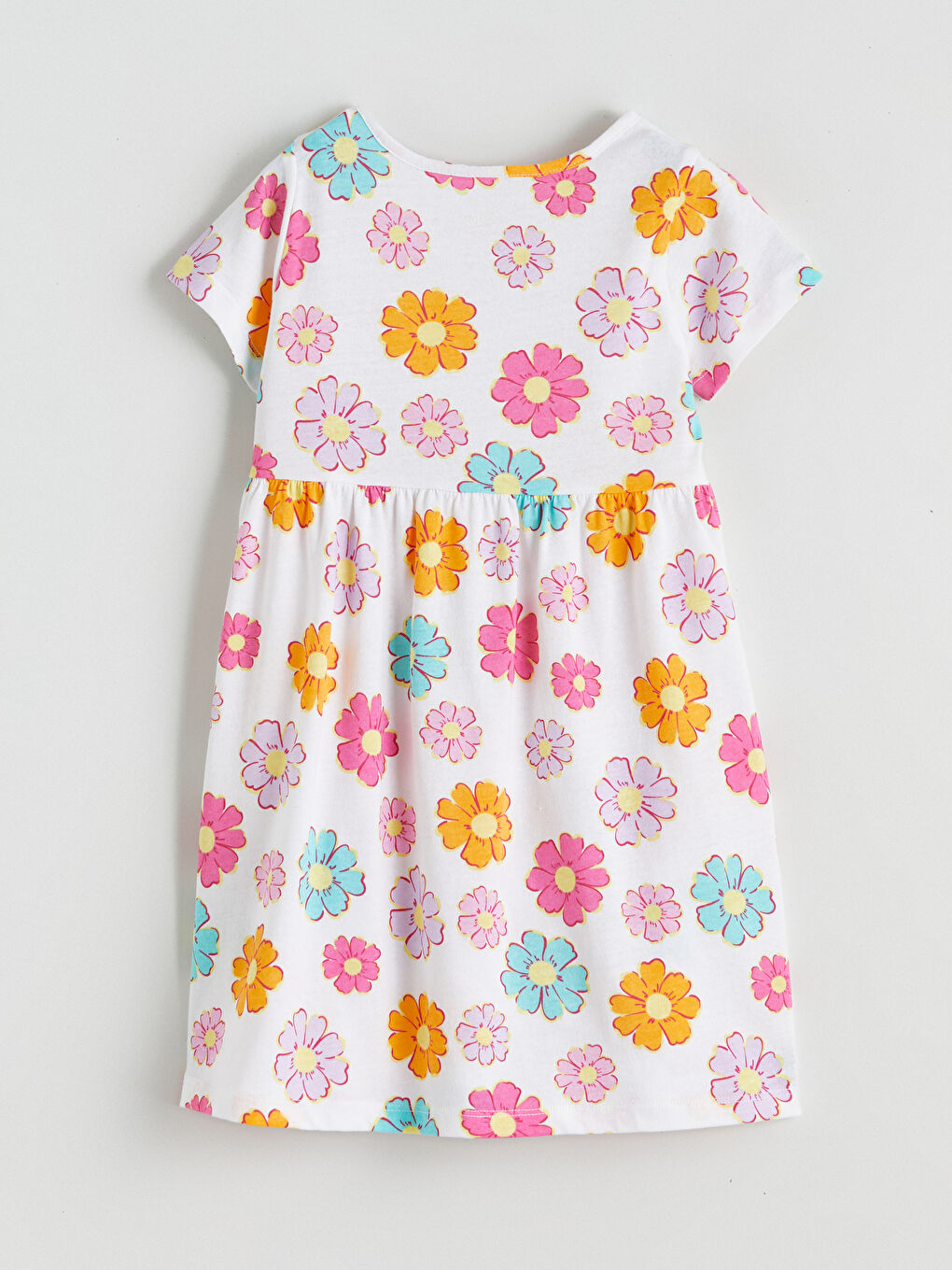 მრგვალი საყელო ყვავილოვანი გოგონების კაბა-2