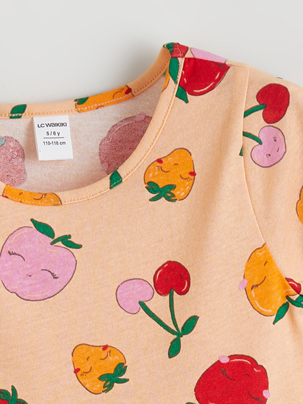 Crew Neck Fruit Printed Girls' Dress-1