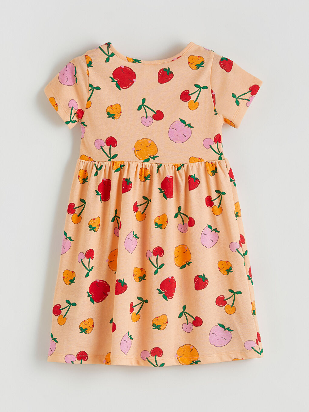 Crew Neck Fruit Printed Girls' Dress-2