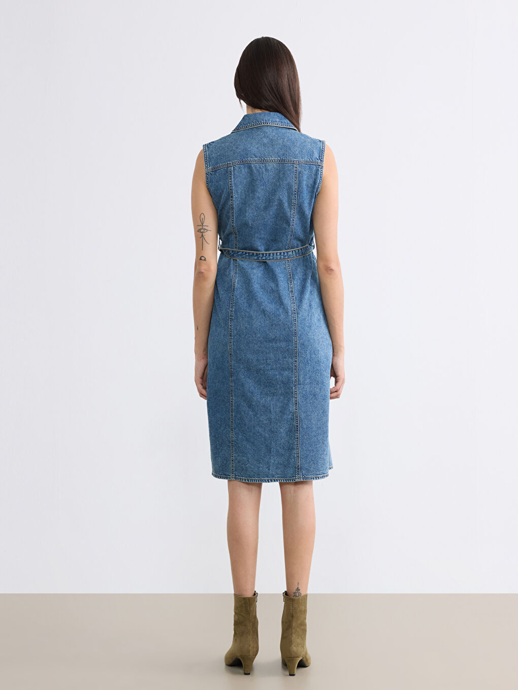 Γυναίκα ΜΠΛΕ Τζιν Φόρεμα-3