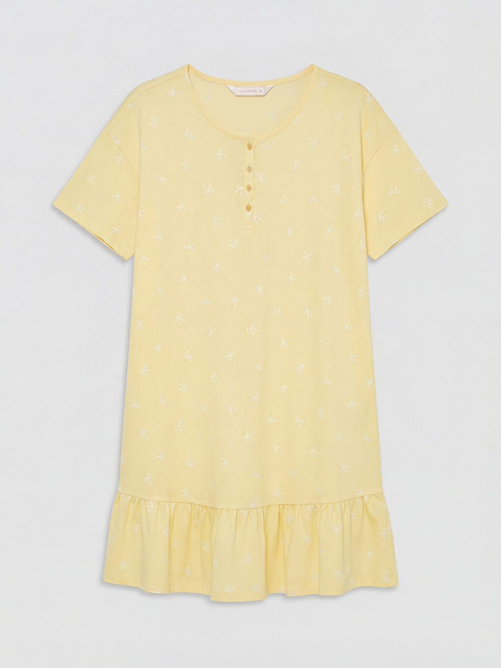 Crew Neck Bow Printed Maternity Nightdress