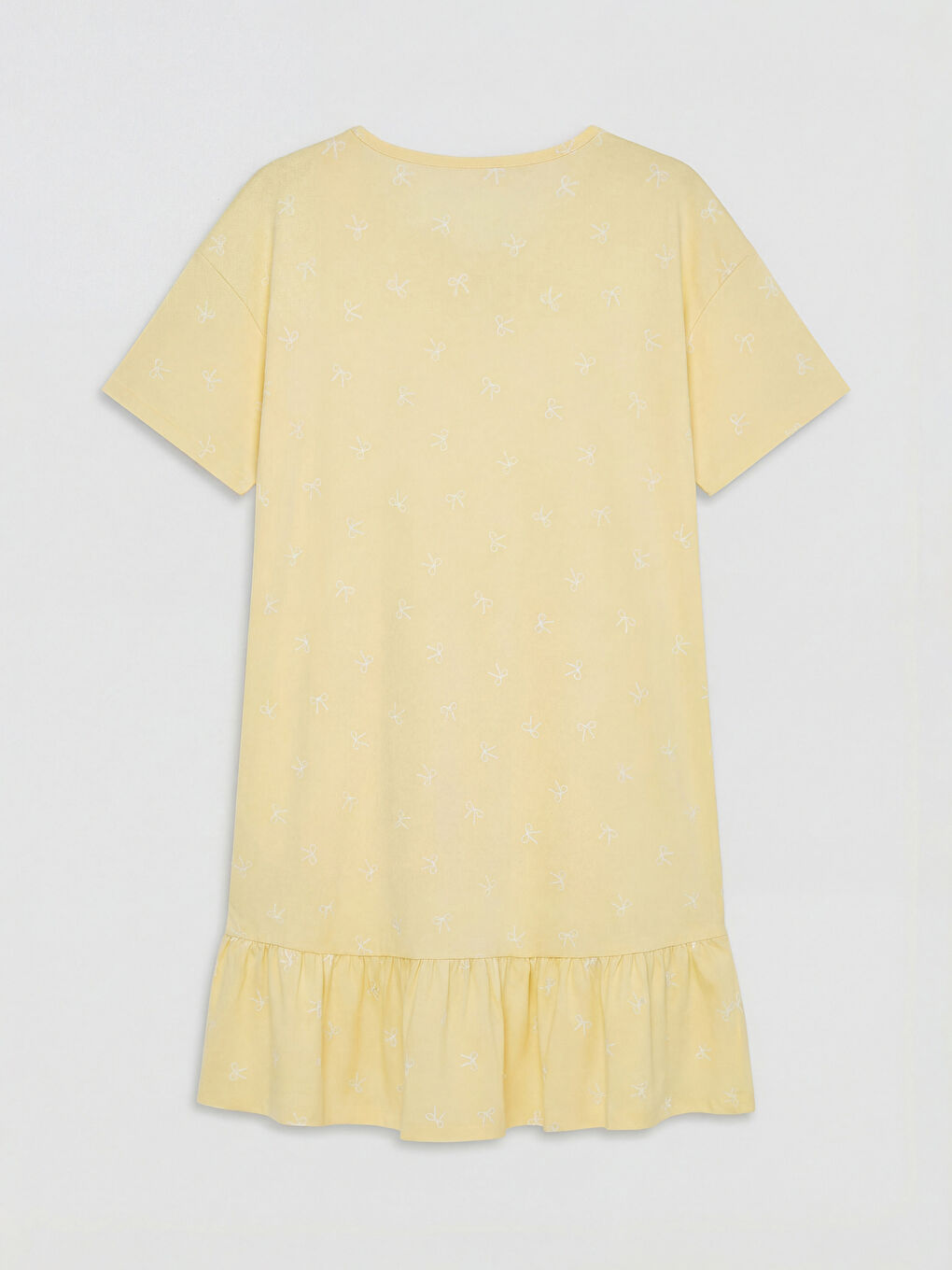 Crew Neck Bow Printed Maternity Nightdress-1