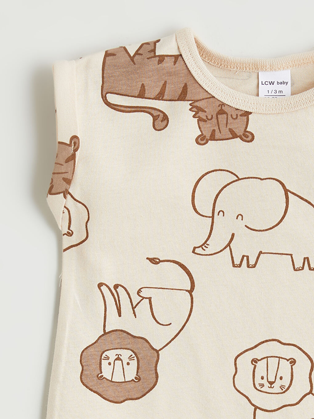 Bej Hayvan Baskılı Erkek Bebek Tulum-2