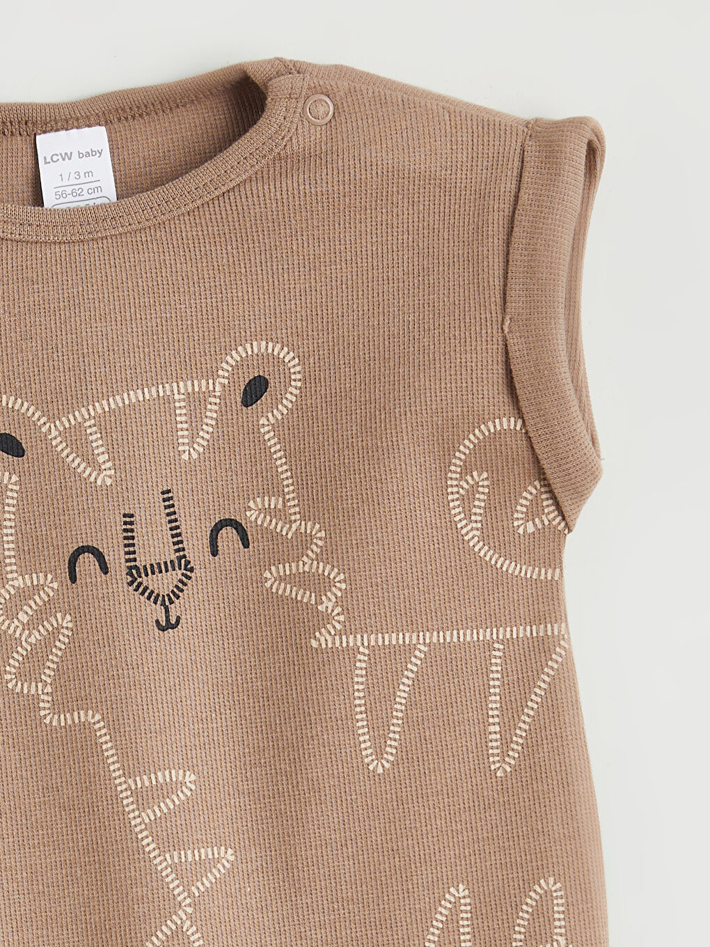 Kahverengi Bisiklet Yaka Desenli Erkek Bebek Tulum 2'li-2