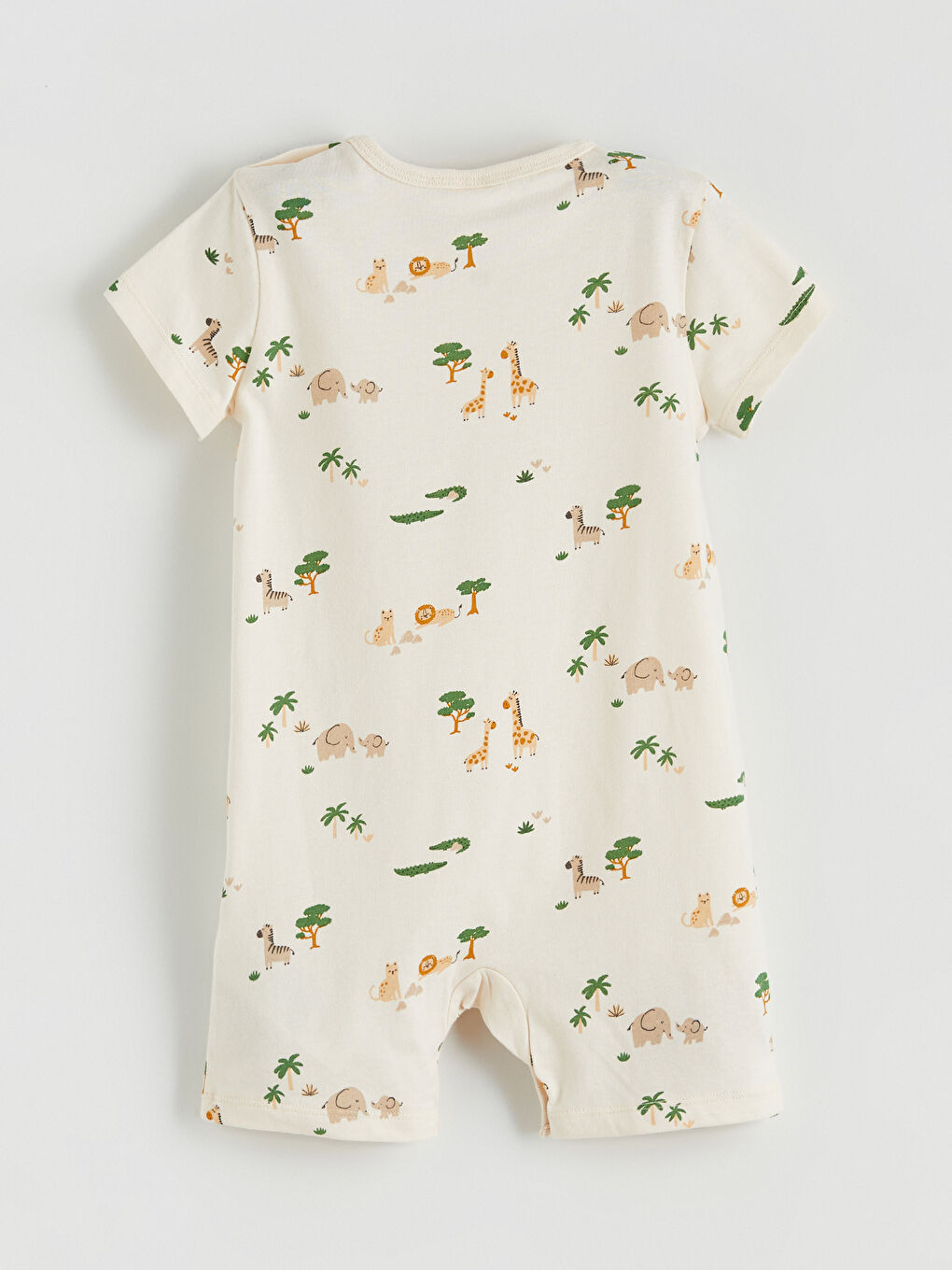 Bej Hayvan Baskılı Erkek Bebek Tulum-1