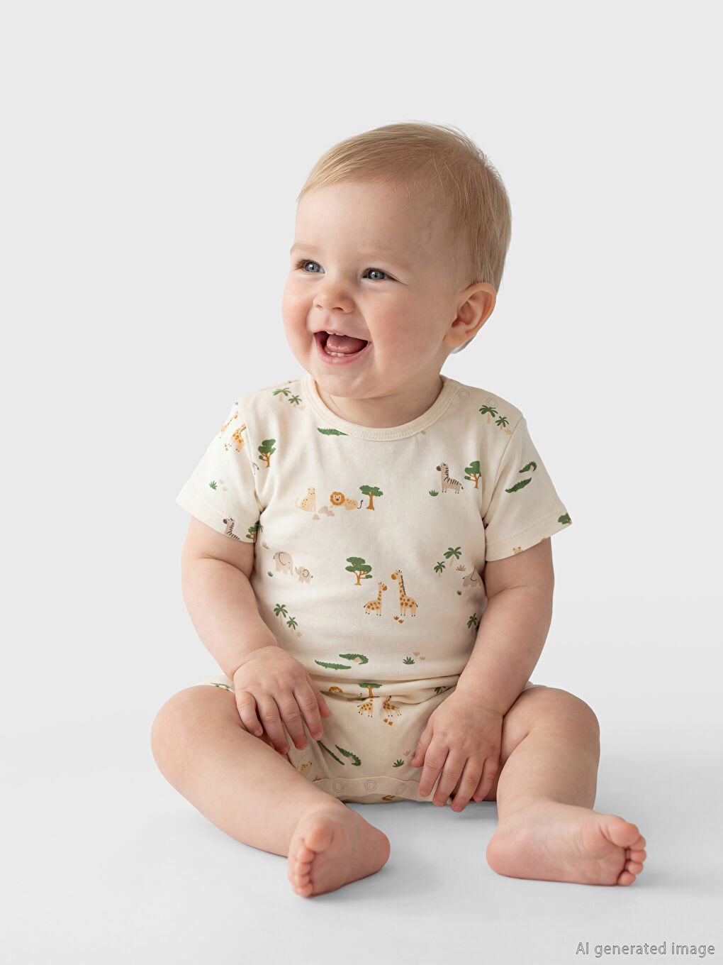 جمبسوت مطبوع قطعتين للأولاد الرضع.-1