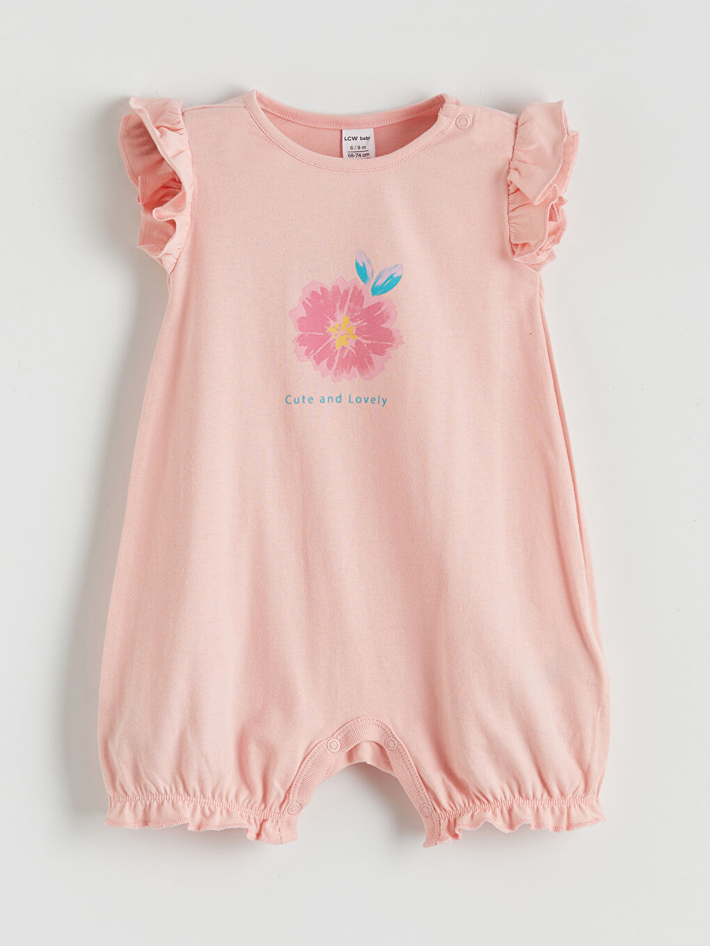 Pembe Bisiklet Yaka Çiçekli Kız Bebek Tulum 2'li-1