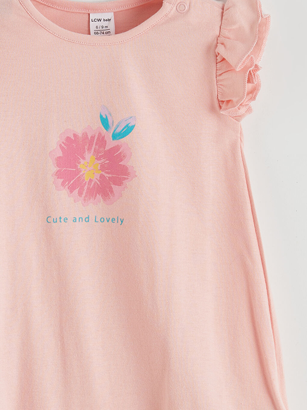 Pembe Bisiklet Yaka Çiçekli Kız Bebek Tulum 2'li-5