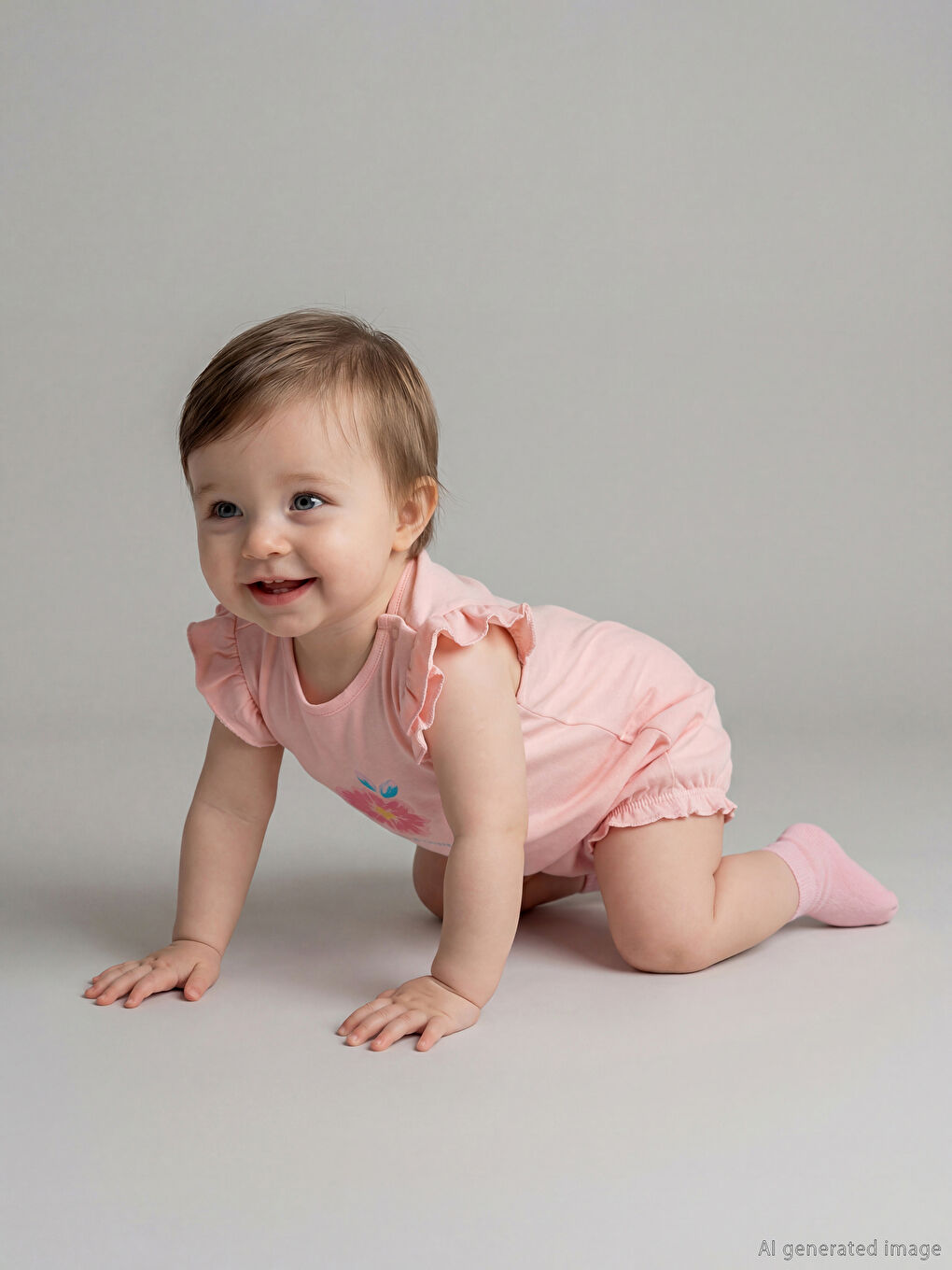 Цветочный комплект комбинезонов для девочки с круглым вырезом-1