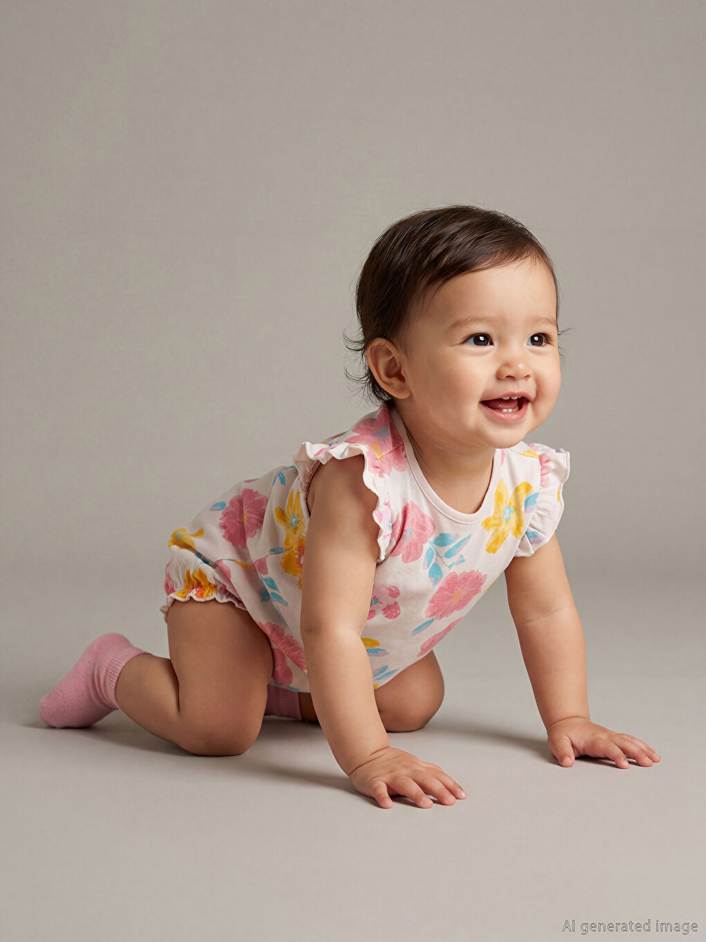 Цветочный комплект комбинезонов для девочки с круглым вырезом-2