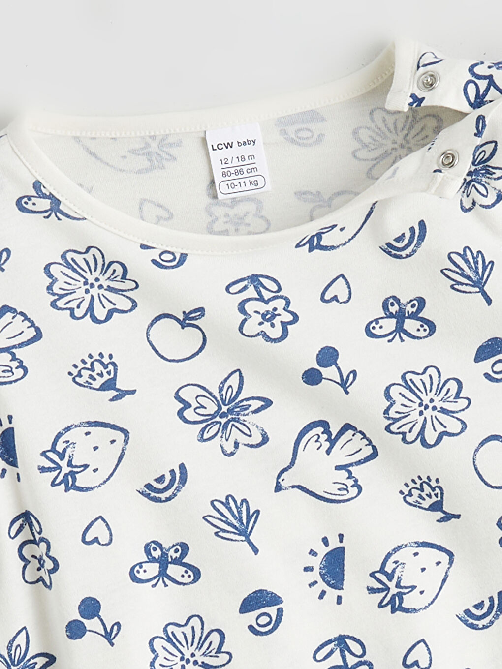 Ekru Bisiklet Yaka Baskılı Fırfırlı Kız Bebek Tulum-2