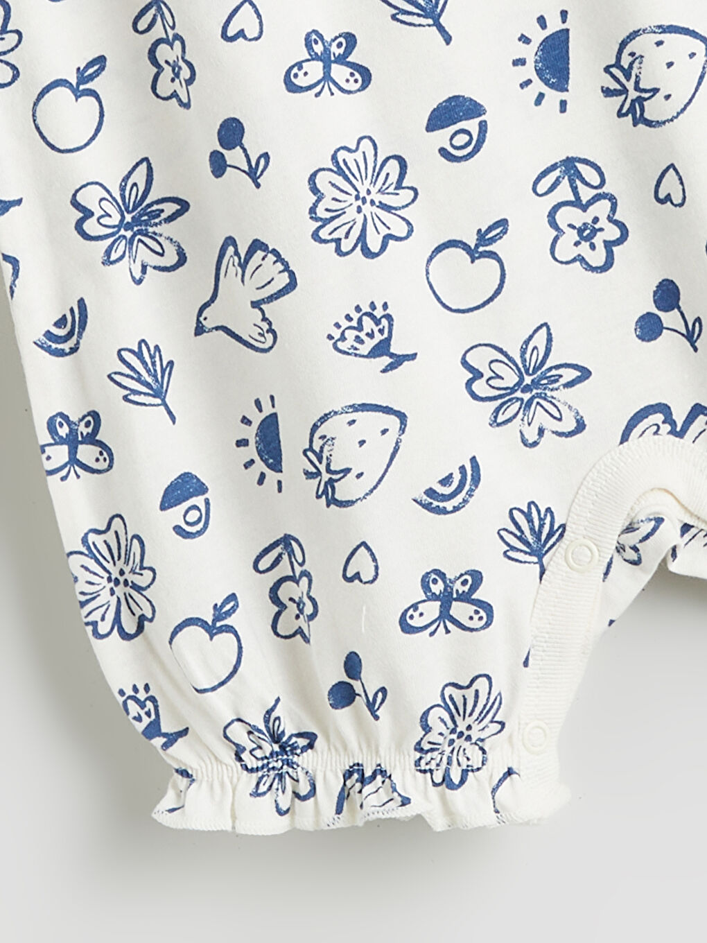 Ekru Bisiklet Yaka Fırfırlı Kız Bebek Tulum-3